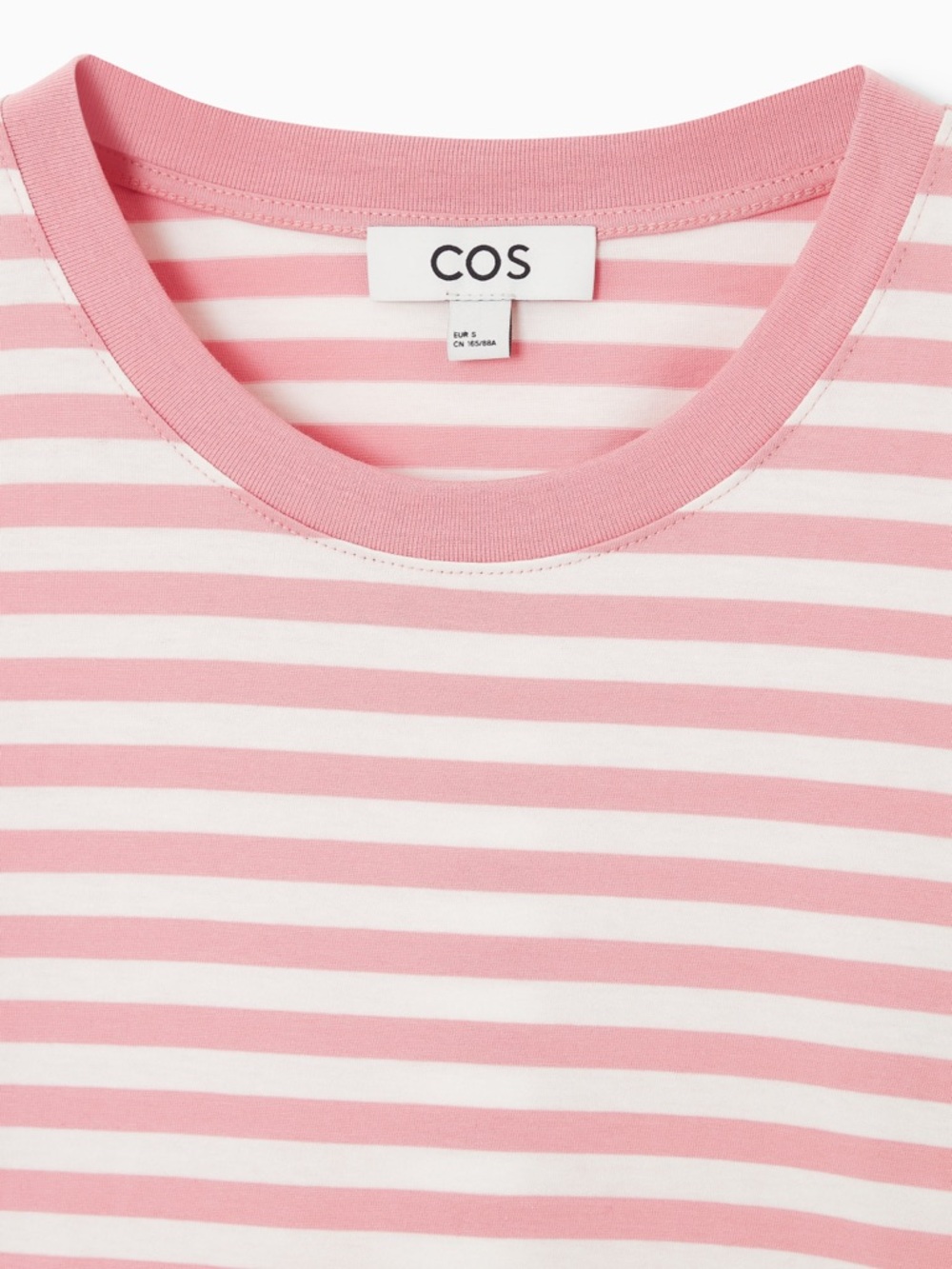 COS Pink and White Striped Crewneck Tee Size M
